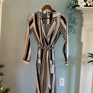 Boohoo Black/white Striped Shift Maxi Dress